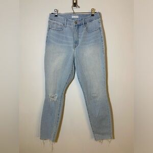 Good American Good Waist-Nipping Crop Light Blue Women's Skinny Jeans Sz 28